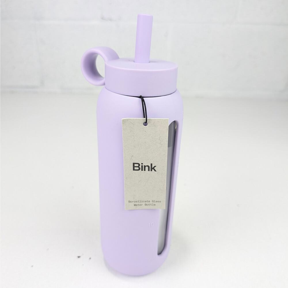 Bink 21 oz Day Bottle W/Straw Cap - Fog (Lavender Purple) - Borosilicate Glass